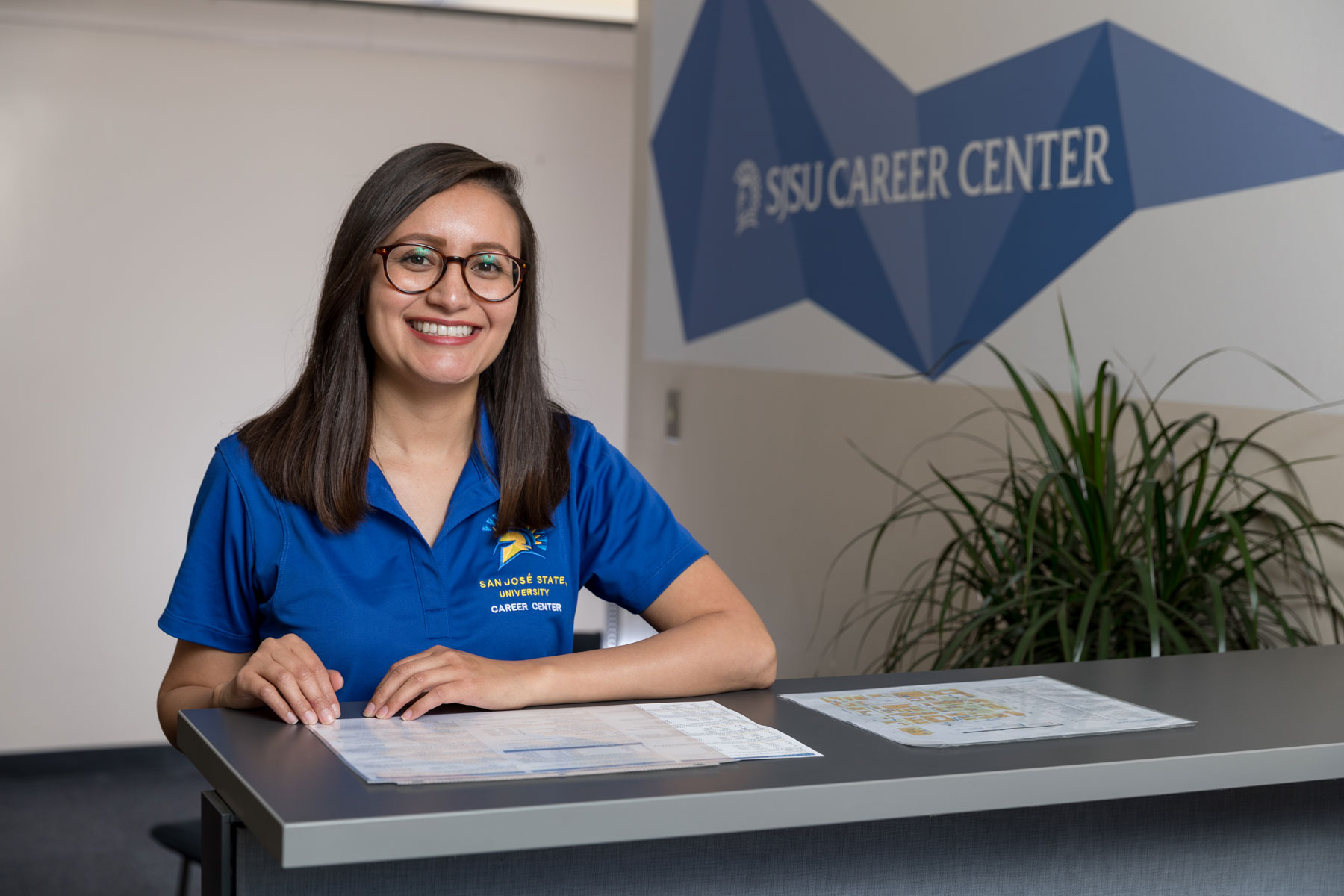 Alumni, Sandra Deleon at the Career Center.