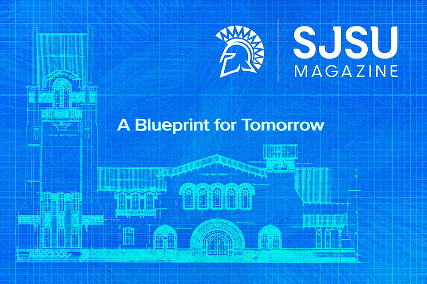 SJSU Magazine Fall 2025 cover featuring tower hall